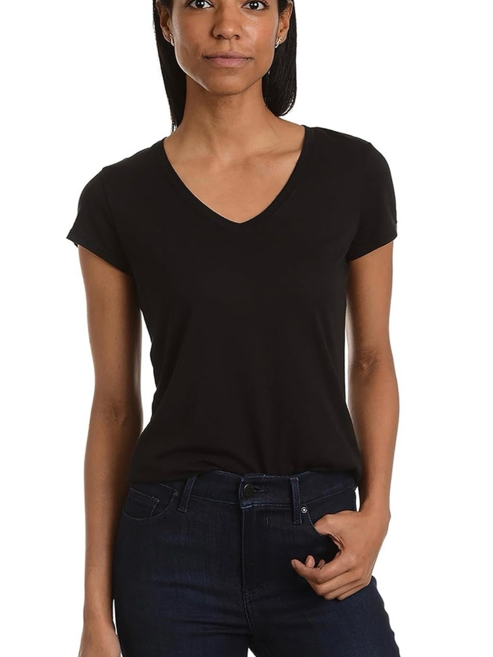 Mott and Bow V-Neck Short Sleeve Tee - Black